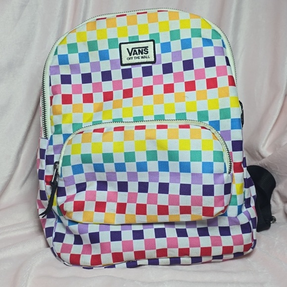 Vans Handbags - Vans "Off The Wall" Multicolored Rainbow Checkered Backpack Adjustable Strap